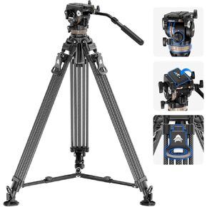NEEWER 78" Video Tripod with Fluid Head, One Step Release Lock Aluminum Tripod with 6 Level Dynamic Counterbalance, 4 Level Pan/Tilt Damping, Mid Spreader, Dual Mode QR Plate, Max Load 17.6lb, LL45