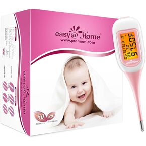 Easy@Home 50 Ovulation & 20 Pregnancy Strips + Smart Basal Thermometer, Large Screen and Backlit