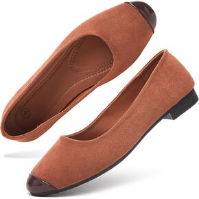 hash bubbie Women's Flats Shoes Ballet Flats Womens Round Toe Memory Foam Comfortable Dress Shoes Faux Suede Slip on Loafers for Women