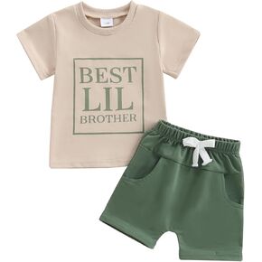 Toddler Baby Boy Clothes Set Funny Letter Short Sleeve Tops T Shirt Elastic Pockets Shorts 2pcs Shorts Set Outfits