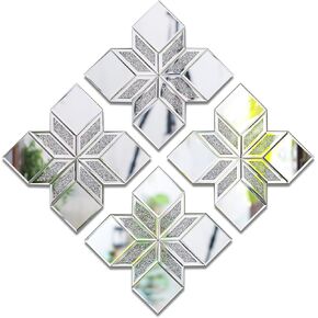 Modern Mirrors for Wall Decor - Crushed Diamond Glitter Decorative Crystal Wall Hanging 3D Farmhouse Wall Art for Dining Room Kitchen Office Mirror Decor (2, Square)