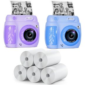 Kids Camera Instant Print, Christmas Birthday Gifts Toys for 3-10 Year Old Boys Girls, 1080P Video 20MP Toddler Digital Camera with 3 Rolls Paper & 32GB Card