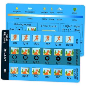 DSLR Photography Cheat Sheet-Camera Photography Accessories,Quick Reference Card for Aperture,Shutter Speed,ISO,Exposure Triangle.Fits in Wallet or Camera Bag.Compatible with Canon,Sony,Nikon