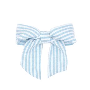 Wee Ones Girls' Mini Genuine Seersucker Fabric Bowtie with Tails on a WeeStay Hair Clip, Handmade, Mini Sized Bow, Pink
