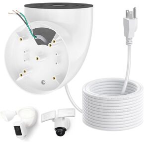 Mount Eave مع كابل الطاقة لكاميرا Ring Ring Cam Wired Plus/Pro ، Google Nest Cam ، Blink ، Wyze Dolllight Cam V2 مع كابل شحن 20 قدمًا مع محول ، بدون صندوق تقاطع (2in1 في مجموعة Mount and Cord)