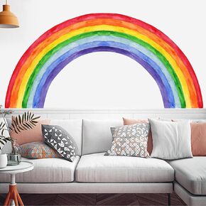 Rainbow Stickers for Wall Decals Scandinavia Wall Stickers Removable Peel and Stick Living Room Girls Bedroom Kindergarten Background Wall Decor Kids Baby Nursery Home Decoration Wall Art Murals