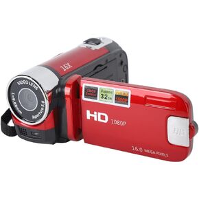 Pomya Digital Camera Recorder, 1080P 16X Digital Zoom Camcorder with 2.7 Inch Flip Screen, Vlogging Camera Recorder with USB Cable, Travel Video Recording Camera for Friends Family (Red)
