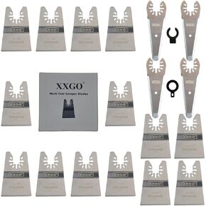XXGO 18 Pcs Oscillating Tool Scraping Cutting Blades for Sealant Adhesive Caulking Paint Removal Cutting Cleaning Stripping for Dewalt Milwaukee Ryobi Bosch Dremel Rockwell XGM0702