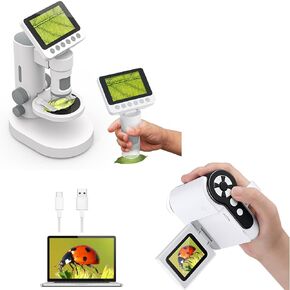 Bundle: Microscope for Kids 1000X Zoom Pocket Handheld & Stage Toys for Kids Age 8-13