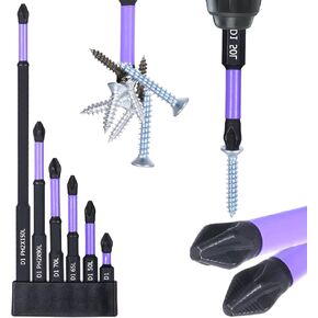6PCS Magnetic Drill Bit Set Magnetic Screwdriver Bits Long Phillips Screwdriver Bits Alloy Steel Magnetic Phillips Bit, Anti-Slip and Shock-Proof Strong Magnetic Phillips Sets for Impact Drivers