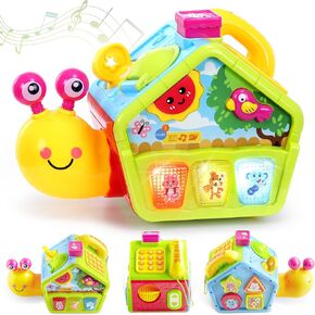 SYNCFUN Baby Toys, Montessori Toys for 1 Year Old, Tummy Time Gift, Learning Crawl Snail Busy Activity Cube, Educational Toddler Present with Music, Birthday Gifts for Boys and Girls Aged 1-3