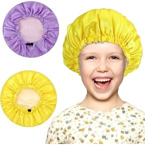 2 pcs bonnet bonnet ، غطاء ساتان مزدوج الطبقة للأطفال من الحرير القابل للتعديل.