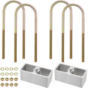 4 inch Universal Leaf Spring Lowering Block Kits, 5" Length x 2-1/3" Width Blocks, with 4 Pack Heavy Duty Galvanized U-Bolts