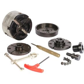 SCK4-3.75-SET Wood Lathe Gear Chuck Set, Wood Lathe Key Chuck Set, with 1"x8 TPI Thread & 3/4"x16 TPI Adapter