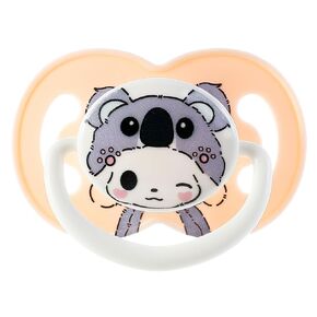 Little Shield Adult Pacifier: Cute Kaora Bear Large Size Paci for Anxiety - Soft Silicone Bigger Nipple Binky for Autism with Case Orange for Sleep