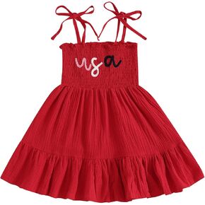 Newborn 4th of July Baby Girl Outfit Sleeveless Romper Smocked Dress Star Ruffle Tulle Tutu Headband American Flag