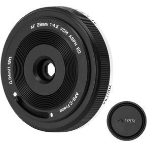 Viltrox 28mm F4.5 XF Pancake Lens for Fuji X ، عدسة رقائق التركيز التلقائية لحجم Fuji Fujifilm X-Mount Cameras X-A1 X-A2 X-A3 X-A5 X-H1 X-T1 X-T10 X-T2 X-T20 X-Pro1 X-PRO2 X-E1 X-E1