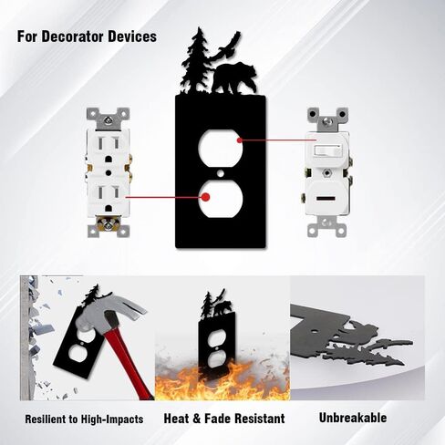 Eagle & Bear Light Switch Covers Wall Plate, Metal Decorative Plates Outlet Covers (GFCI) in Saudi Arabia