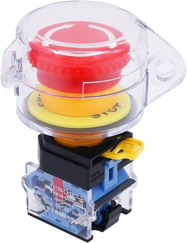 TWTADE Outdoor IP67 Waterproof e-Stop Push Button Switch 22mm Red Mushroom Emergency Stop with Protective Cover in Saudi Arabia