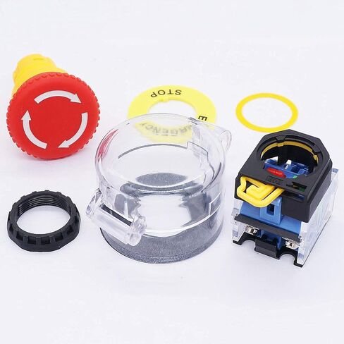 TWTADE Outdoor IP67 Waterproof e-Stop Push Button Switch 22mm Red Mushroom Emergency Stop with Protective Cover in Saudi Arabia