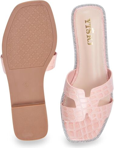 Sandals for Women dressy slides flat open toe comfortable soft leather slip on ladies casual wide width cute trendy shoes summer beach in Kuwait