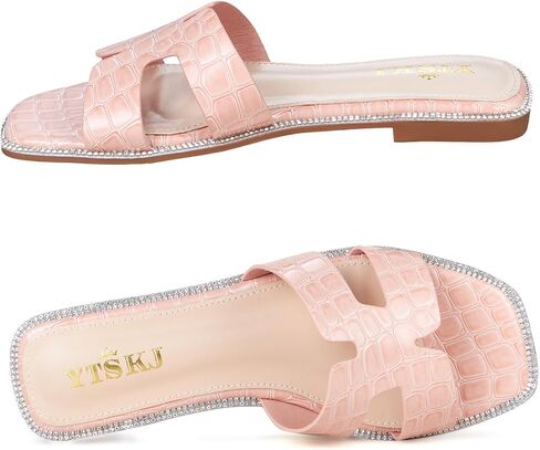 Sandals for Women dressy slides flat open toe comfortable soft leather slip on ladies casual wide width cute trendy shoes summer beach in Kuwait