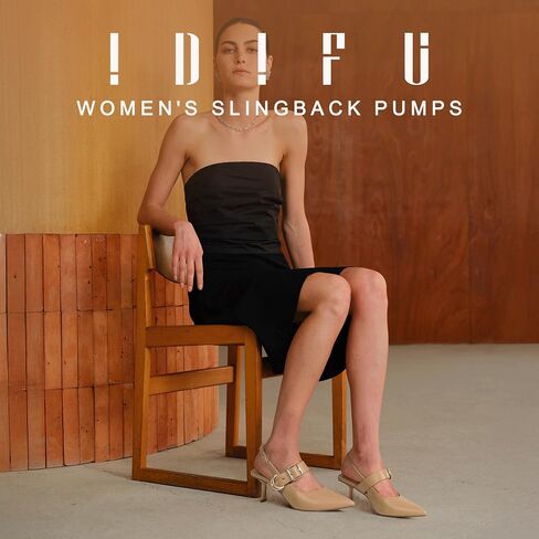IDIFU IN3 Kitten Heels Slingback Closed Pointed Toe Low Pumps Dress Shoes for Women Bride Ladies Guest Comfortable Dressy Formal Cute Wedding Office Work Business Buckle Heels Pumps in Saudi Arabia