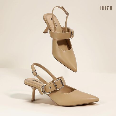 IDIFU IN3 Kitten Heels Slingback Closed Pointed Toe Low Pumps Dress Shoes for Women Bride Ladies Guest Comfortable Dressy Formal Cute Wedding Office Work Business Buckle Heels Pumps in Saudi Arabia