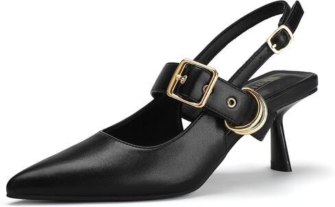 IDIFU IN3 Kitten Heels Slingback Closed Pointed Toe Low Pumps Dress Shoes for Women Bride Ladies Guest Comfortable Dressy Formal Cute Wedding Office Work Business Buckle Heels Pumps in Saudi Arabia
