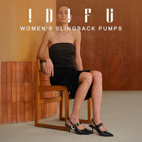 IDIFU IN3 Kitten Heels Slingback Closed Pointed Toe Low Pumps Dress Shoes for Women Bride Ladies Guest Comfortable Dressy Formal Cute Wedding Office Work Business Buckle Heels Pumps in Saudi Arabia