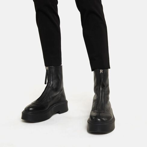 Women Suede Platform Ankle Boots Round Toe Comfortable Chelsea Boots Casual Chunky Low Heel Short Boots with Front Zipper in Saudi Arabia