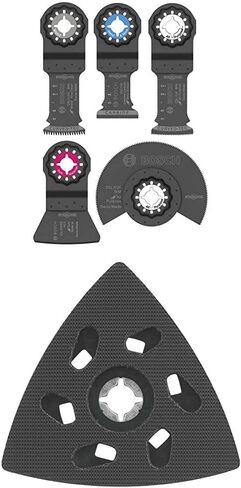 Bosch Starlock Oscillating Tool Blade Set with Case, Multitool Accessories Kit for Wood, All Purpose/Multi-Material, Drywall, Metal; and Sanding Pad for Oscillating Tool, Bundle (6-Pieces) in Kuwait