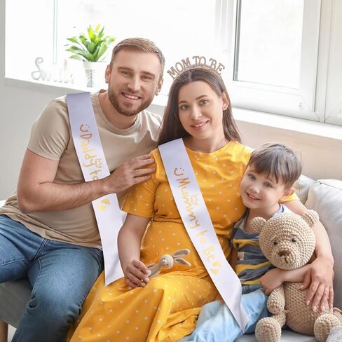 3 قطع طفل استحمام الطفل حزب الشاذة يا أمي لتكون أبي وشاح أن يكون دش بيضاء البيض أمينة أمي لتكون التاج شعر زخرفة لأم الحمل أن تكون هدية رضيع ترحيب ديكور ، in Kuwait