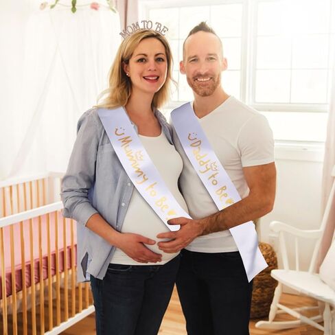 3 قطع طفل استحمام الطفل حزب الشاذة يا أمي لتكون أبي وشاح أن يكون دش بيضاء البيض أمينة أمي لتكون التاج شعر زخرفة لأم الحمل أن تكون هدية رضيع ترحيب ديكور ، in Kuwait