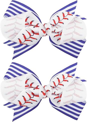 YanJie 2PCS Football Hair Clips Girls Party Glitter Ribbon Cute Football Hair Clips Accessories Kids Decoration Sports Theme Party Game Costume in Saudi Arabia
