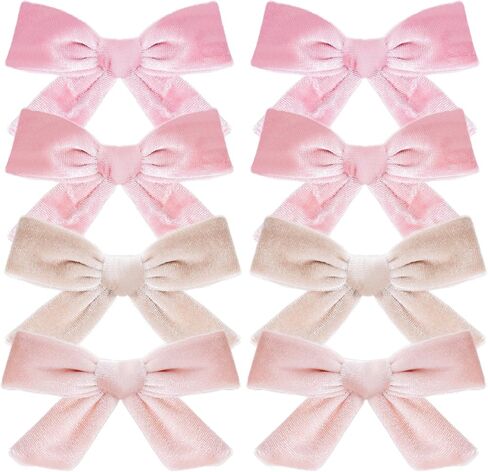Baotongle 8PCS Velvet Hair Associory Velvet Hair Dows Barrettes and Clips Bows for Toddlers Dows for Little Kids Gift (8 ، Pink ، Fight Pink ، Peach Pink ، Beige) in Kuwait