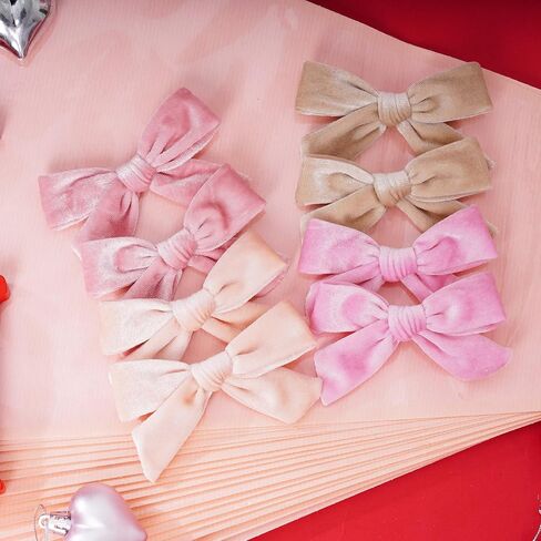 Baotongle 8PCS Velvet Hair Associory Velvet Hair Dows Barrettes and Clips Bows for Toddlers Dows for Little Kids Gift (8 ، Pink ، Fight Pink ، Peach Pink ، Beige) in Kuwait