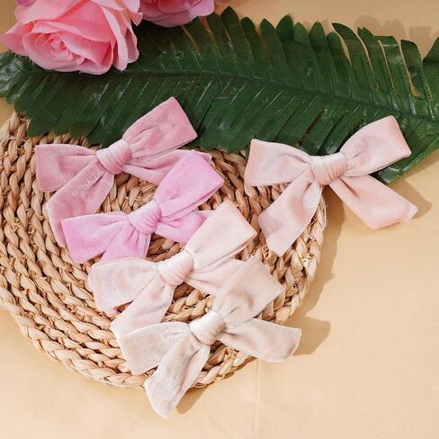 Baotongle 8PCS Velvet Hair Associory Velvet Hair Dows Barrettes and Clips Bows for Toddlers Dows for Little Kids Gift (8 ، Pink ، Fight Pink ، Peach Pink ، Beige) in Kuwait