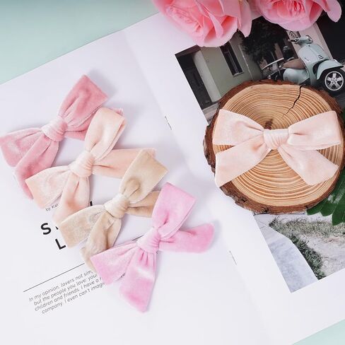 Baotongle 8PCS Velvet Hair Associory Velvet Hair Dows Barrettes and Clips Bows for Toddlers Dows for Little Kids Gift (8 ، Pink ، Fight Pink ، Peach Pink ، Beige) in Kuwait