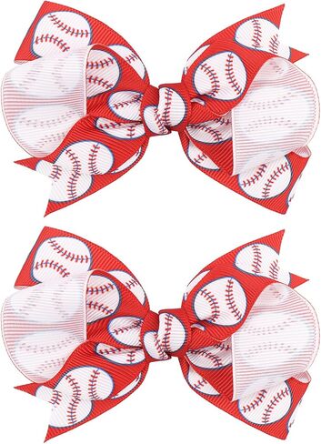 YanJie 2PCS Football Hair Clips Girls Party Glitter Ribbon Cute Football Hair Clips Accessories Kids Decoration Sports Theme Party Game Costume in Saudi Arabia