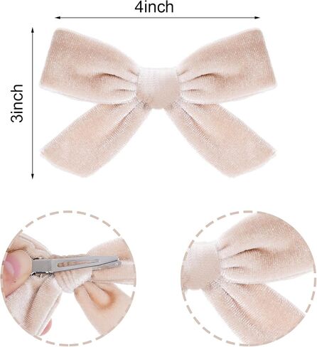 Baotongle 8PCS Velvet Hair Associory Velvet Hair Dows Barrettes and Clips Bows for Toddlers Dows for Little Kids Gift (8 ، Pink ، Fight Pink ، Peach Pink ، Beige) in Kuwait