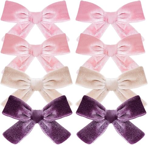 Baotongle 8PCS Velvet Hair Associory Velvet Hair Dows Barrettes and Clips Bows for Toddlers Dows for Little Kids Gift (8 ، Pink ، Fight Pink ، Peach Pink ، Beige) in Kuwait