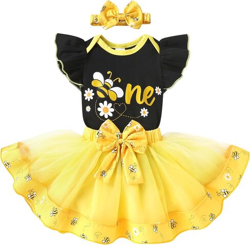 YOUNGER TREE Baby Girls 1st Birthday Outfit ONE Romper Tulle Tutu Skirt with Headband Sets Baby First Princess Dress in Saudi Arabia