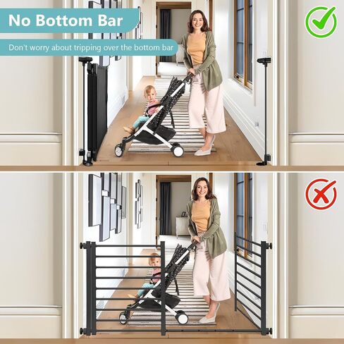 Punch Free Adjustable Pet Gates for Doorways No Drilling Sliding 32"-55" Wide Baby Gate for Stairs No Drill 28 Inch Tall Step Over Expandable Dog Gate Indoor Mesh Puppy Gates for The House (Black) in Saudi Arabia