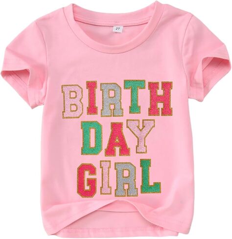 Birthday Girl Shirt for Toddler Kids Sequins Birthday Outfit T-Shirt Cute Summer Party Gift Tee Tops 2-6 Years in Saudi Arabia