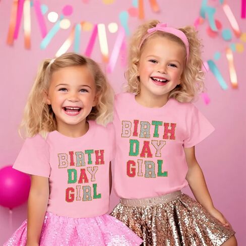 Birthday Girl Shirt for Toddler Kids Sequins Birthday Outfit T-Shirt Cute Summer Party Gift Tee Tops 2-6 Years in Saudi Arabia