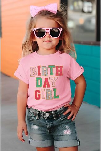 Birthday Girl Shirt for Toddler Kids Sequins Birthday Outfit T-Shirt Cute Summer Party Gift Tee Tops 2-6 Years in Saudi Arabia