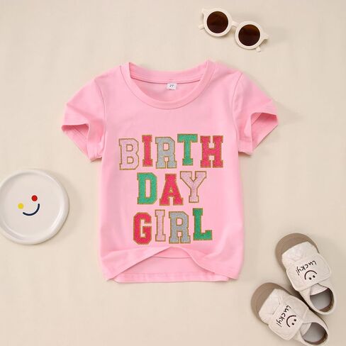 Birthday Girl Shirt for Toddler Kids Sequins Birthday Outfit T-Shirt Cute Summer Party Gift Tee Tops 2-6 Years in Saudi Arabia