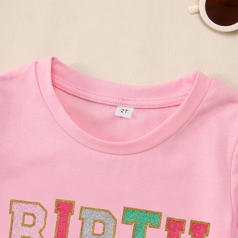 Birthday Girl Shirt for Toddler Kids Sequins Birthday Outfit T-Shirt Cute Summer Party Gift Tee Tops 2-6 Years in Saudi Arabia
