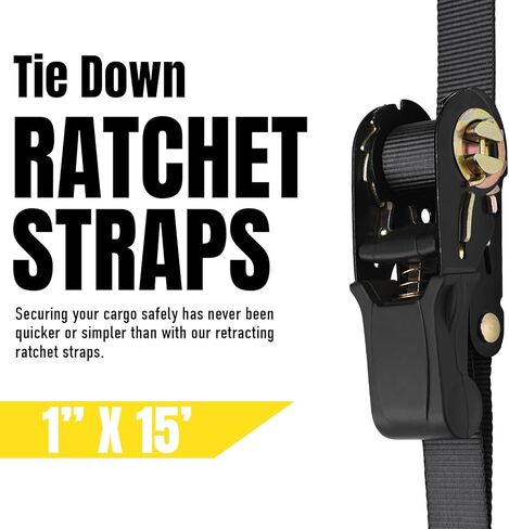 أشرطة ربط السقاطة من Stay There مقاس 1 بوصة × 15 بوصة، وأشرطة سقاطة مع خطاف على شكل حرف S - قوة كسر تبلغ 1760 رطلًا لتأمين الدراجة النارية، وقوارب الكاياك، والشاحنة ذات مقابض مطاطية، وحقيبة إضافية قوية و4 حلقات ناعمة متضمنة in Kuwait